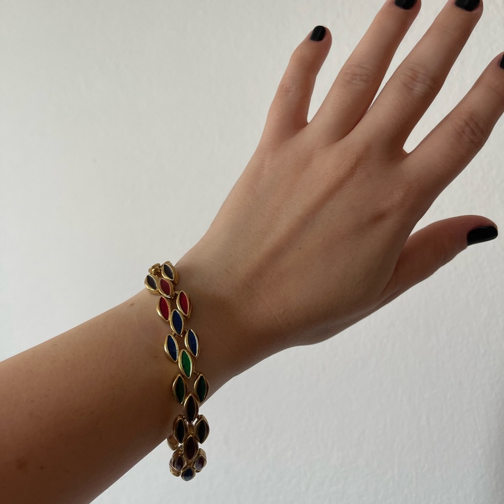 Vintage Gold Tone Enamel Bracelet